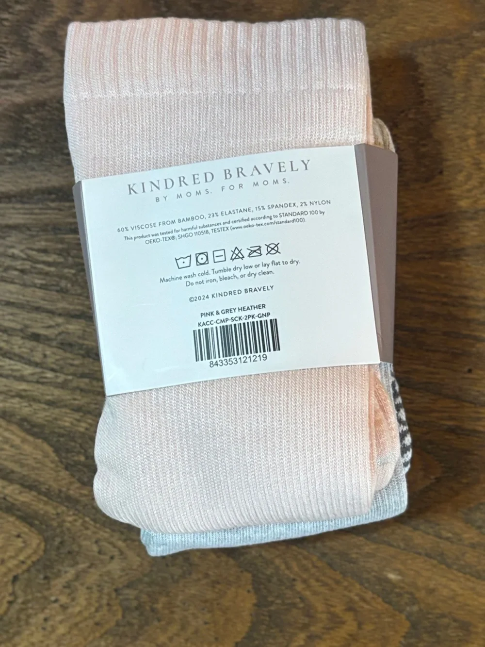 Kindred Bravely Compression Socks - Pink & Gray (2-Pack)